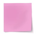 Vector pink, rosy sticky note with turned up corner isolated on white background. Light from the upper-left corner Royalty Free Stock Photo