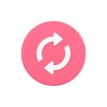 Pink rotation arrows refresh designator 3d button icon vector illustration Royalty Free Stock Photo