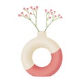 Pink round donut vase with flowers