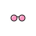 Pink round flat Hipster Glasses icon. Isolated on white. child eyeglasses. Vector illustration Royalty Free Stock Photo