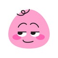 Pink round smiley character color line icon. Mascot of emotions.