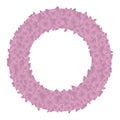 Pink round wreath from silhouettes of butterflies with shadows object isolated on white background