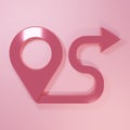 Pink Route location icon isolated on pink background. Map pointer sign. Concept of path or road. GPS navigator Royalty Free Stock Photo