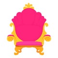 Pink royal princess throne icon, cartoon style Royalty Free Stock Photo