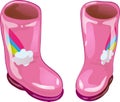 Pink rubber boots in a vector style isolated.