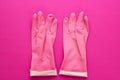 Pink rubber cleaning gloves Royalty Free Stock Photo