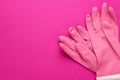Pink rubber cleaning gloves Royalty Free Stock Photo