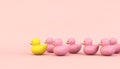 pink rubber ducks with yellow leader Royalty Free Stock Photo