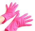 Pink rubber gloves Royalty Free Stock Photo