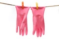 Pink rubber gloves