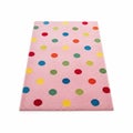 Pink Polka Dot Rug With Colorful Circles on White Background carpet dots Royalty Free Stock Photo