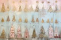 Pink rustic town with Christmas trees Royalty Free Stock Photo