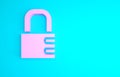 Pink Safe combination lock icon isolated on blue background. Combination padlock. Security, safety, protection, password