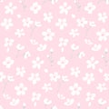 Pink sakura seamless pattern, girlish background with white flowers. Simple and cute texture with petals and blossom. Royalty Free Stock Photo