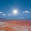 saline lake under a sparkle sun