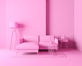 Pink salon. 3D rendering, living room concept. Everything is completely Pink