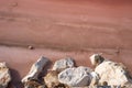 Pink salt pan at Margherita Di Savoia in Puglia, Italy. Water is pink crustaceans that live in it.