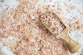Pink Salt in Scoop Flat Lay Royalty Free Stock Photo