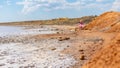 Pink salt water, sea salt background, made from microscopic unicellular algae secretes betacaratin minerals grown by