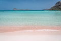 Pink sand on Balos beach and Gramvousa island near Kissamos in Crete Greece Royalty Free Stock Photo