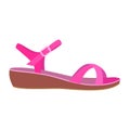 Pink sandal icon, flat style