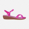 Pink sandal icon, flat style