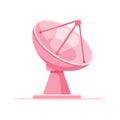 Pink Satellite Dish Antenna Illustration for Broadcast or Communication Signals Royalty Free Stock Photo