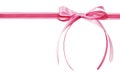 Pink satin and rep ribbon with tied bow