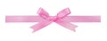 Pink satin ribbon with bow isolated on white Royalty Free Stock Photo