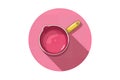 Pink Saucepan with Yellow Handle on a Pink Circle Background Royalty Free Stock Photo