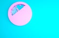 Pink Sauna clock icon isolated on blue background. Sauna timer. Minimalism concept. 3d illustration 3D render