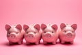 Pink Savings: Adorable Piggy Bank on a Rosy Background