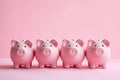 Pink Savings: Adorable Piggy Bank on a Rosy Background