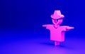 Pink Scarecrow icon isolated on blue background. Minimalism concept. 3D render illustration