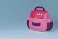 Pink school backpack isolated on a turquoise background. 3d rendering Royalty Free Stock Photo