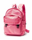 Pink school backpack isolated on white background Royalty Free Stock Photo