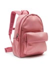 Pink school backpack isolated on white background Royalty Free Stock Photo