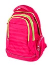Pink school backpack isolated white Royalty Free Stock Photo