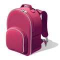 Pink school backpack with shoulder straps and a zipper, isolated on a white background Royalty Free Stock Photo