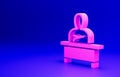 Pink Schoolboy sitting at desk icon isolated on blue background. Minimalism concept. 3D render illustration Royalty Free Stock Photo