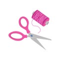 Pink scissors hairdresser on white background. Hair care concept. Hairdressing tools concept. Vector illustration of Royalty Free Stock Photo
