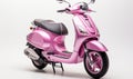 Pink Scooter Parked on White Background Royalty Free Stock Photo