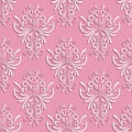 Pink Seamless Background with 3d Floral Pattern