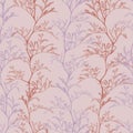 pink seamless botanical pattern hand with grass plants