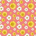 Pink seamless delicate watercolor pattern of lovely flowers Royalty Free Stock Photo