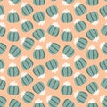 Pink seamless pattern with blooming cacti on orange background Royalty Free Stock Photo