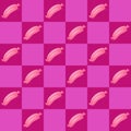 Pink seamless pattern. Fast food, two pink sausages stacked in a checkerboard pattern. Square color alternating dark and light. Royalty Free Stock Photo