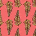 Pink seamless pattern of ferns