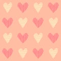 Pink seamless pattern with hand drawn hearts Royalty Free Stock Photo