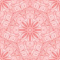 Pink seamless pattern of round lacy napkins.